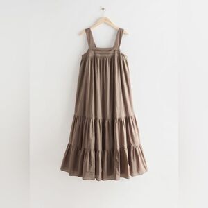 &OtherStories Relaxed Tiered Cotton Dress colour mole